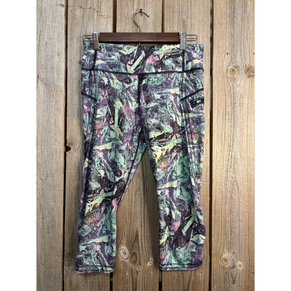 Lululemon Run‎ Inspire Crop II Inky Floral Multi Leggings Size 6 Zipper Pocket